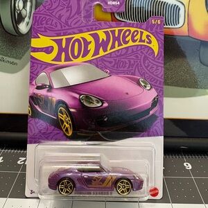 Hot Wheels Purple Porsche Sports Car Toy with Gold Accents